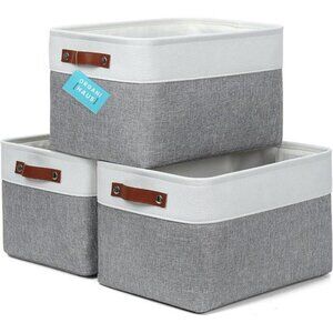 Large Fabric Storage Bins 3 Pack Closet Organizer Baskets for Shelves Linen